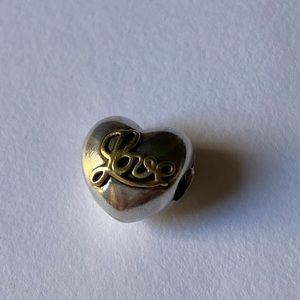 authentic, rare PANDORA two tone, Heart of Love Clip